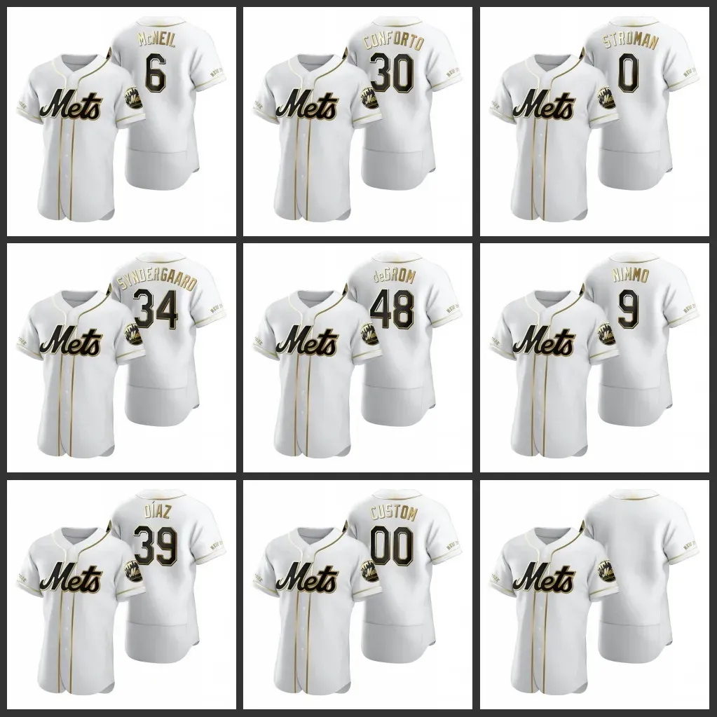 New York''Mets''men Women Youth Darryl Strawberry Jacob Degrom Noah Syndergaard Jeff McNeil Custom White Authentic Golden Edition Jersey