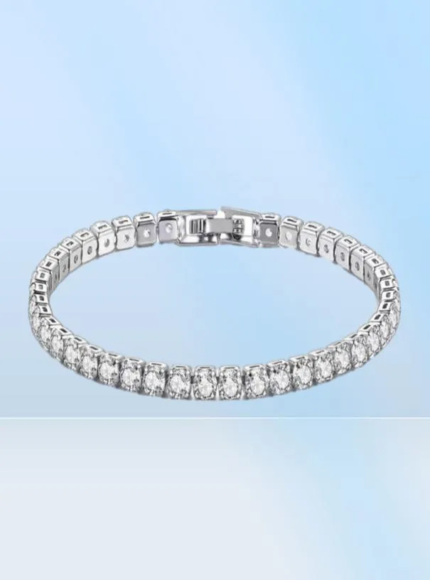 Link pulseiras real moissanite tênis pulseira para mulher s925 prata esterlina 4mm diamantes pulseiras correntes jóias finas8347968