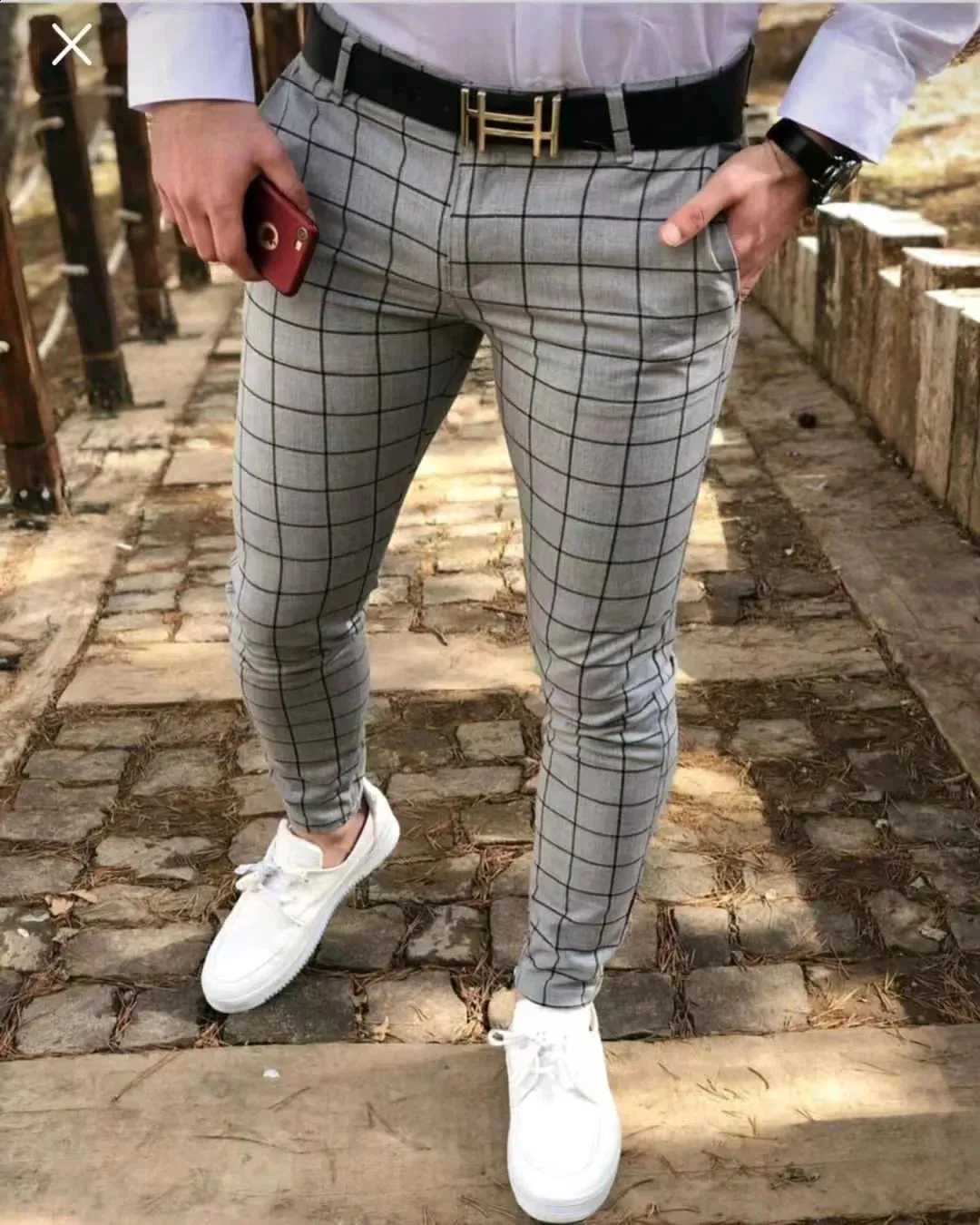 Herren-Business-Freizeithose mit Karomuster, bedruckt, gerades Bein, Markenqualität, Sommermode, Streetwear, 240117