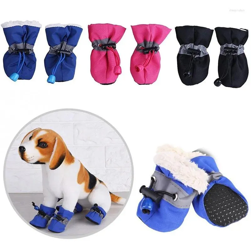 Hondenkleding 4-delige winterschoenen voor huisdieren Waterdicht antislip Warme snowboots Verdikte schoenen voor kleine katten Puppy laarsjes