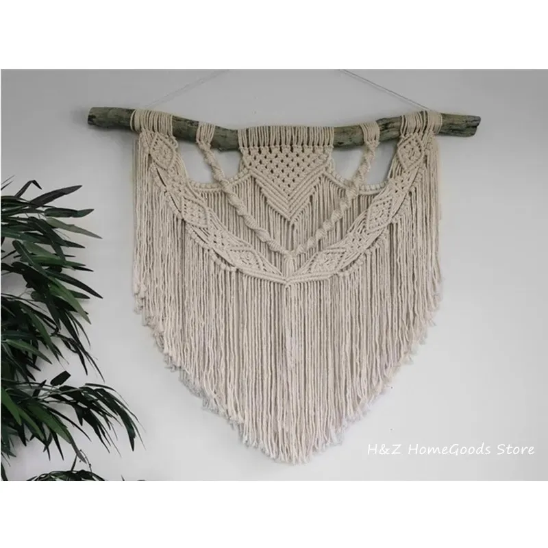 Macrame Colgante de pared Decoración bohemia Arte de fibra bohemia Casa costera moderna Casa de playa Estilo sudoeste Tapiz de hilo minimalista 240117