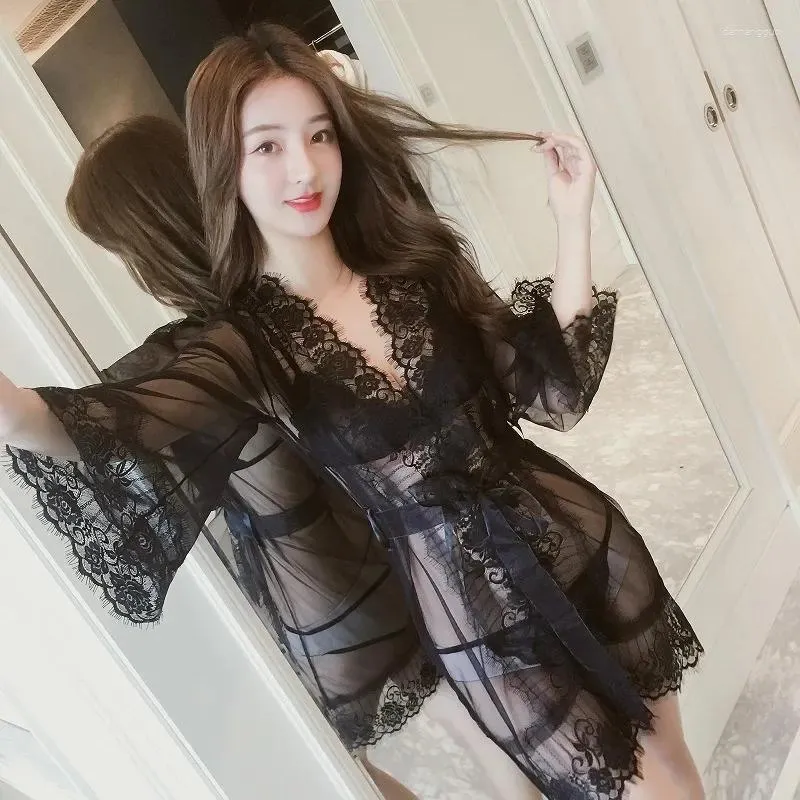 Vêtements de nuit pour femmes Mode Home Wear Sexy Dentelle Mesh Peignoir Perspective Pyjamas Nuit Porte Chemise De Nuit Femmes Chemise De Nuit Lingerie