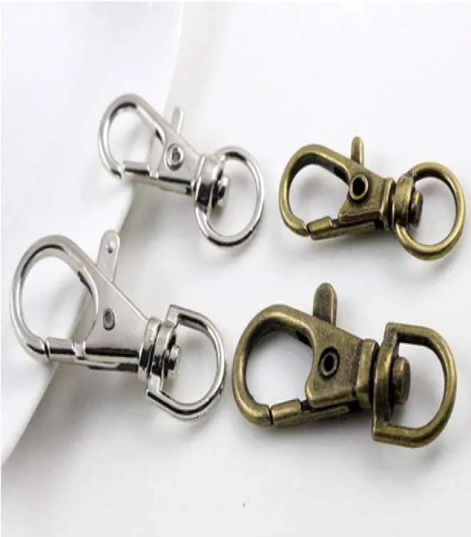 80st Silver Bronze Plated Metal Swivel Lobster CLASP CLIPS Key Hooks Keychain Split Key Ring Findings Clasps Making 30mm5588293