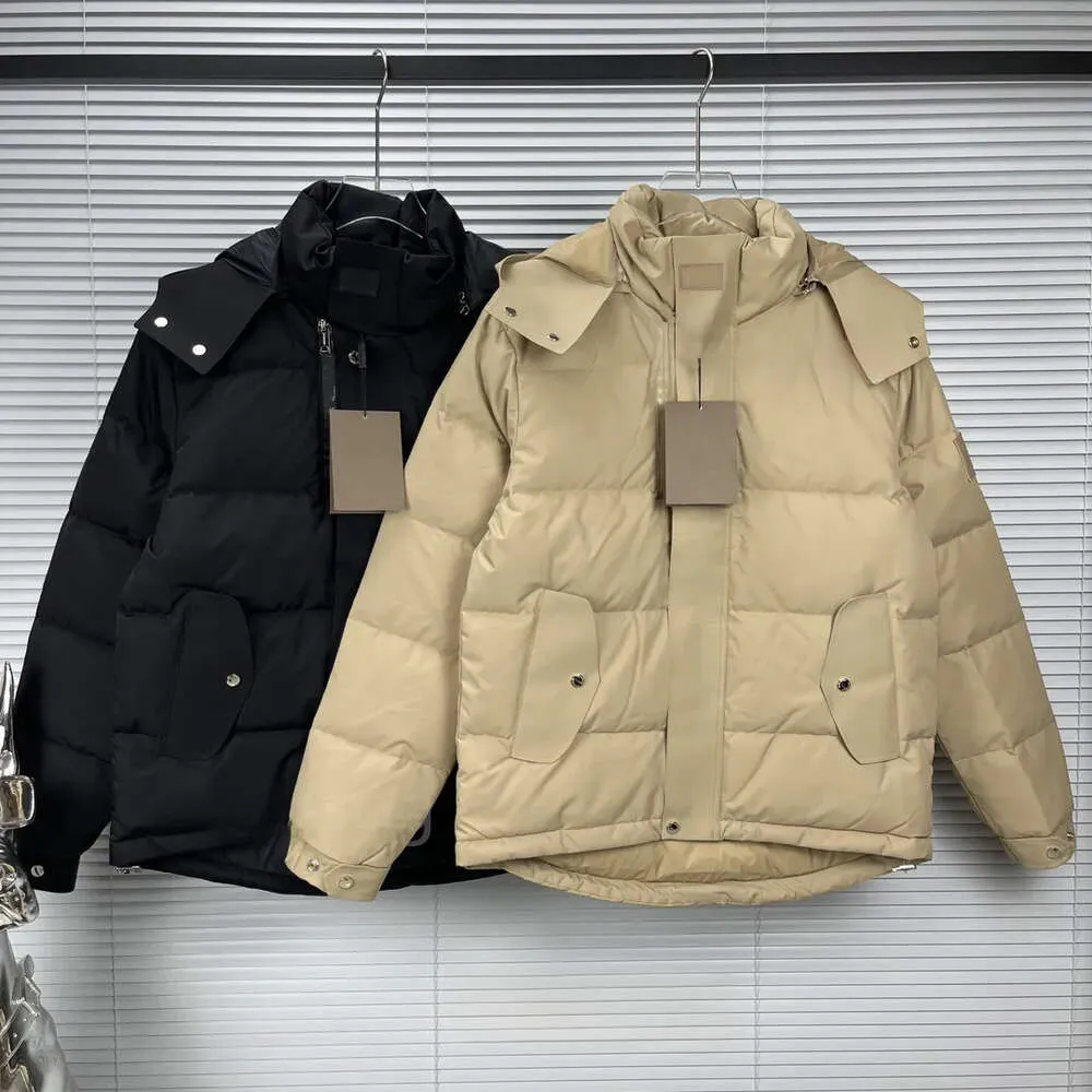 Herenjas Designer Afneembare mouw Winter verdikt donsjack Warme parka's met capuchon Uitloper Vest Zak puffer Britse stijl