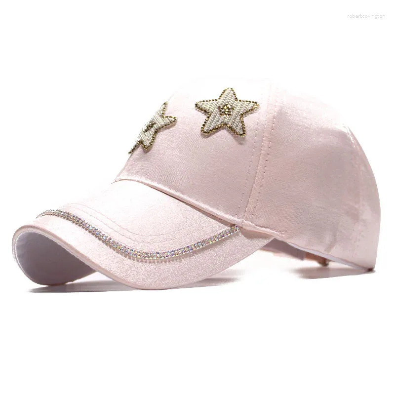 Ball Caps Hat Women's Korean Style Spring i Summer Casual Pięcioczęściowy gwiazda Rhinestone Fashion Baseball Cap Trendy Sunshade Outdoor Wome