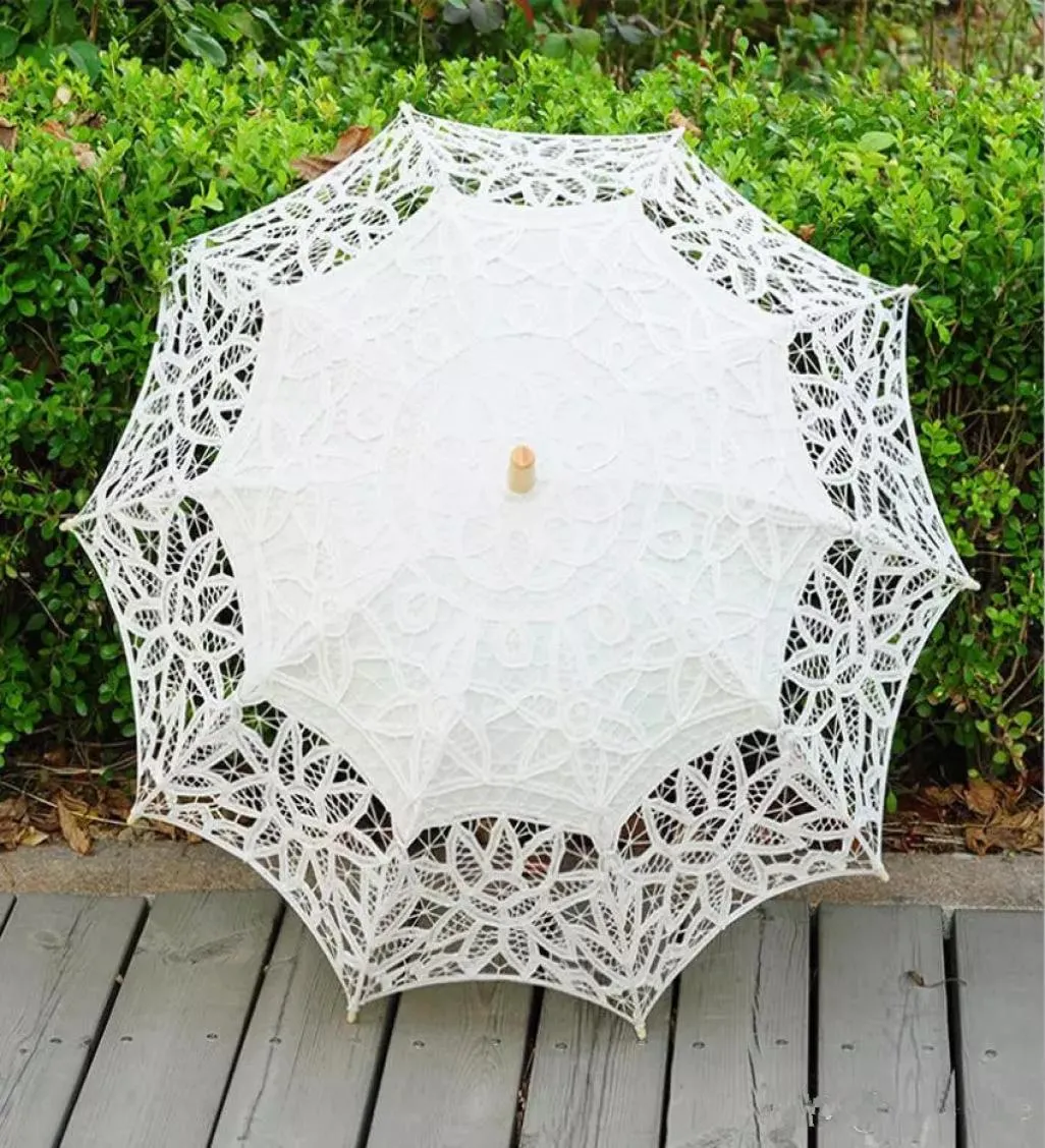 Ombrello parasole in pizzo avorio gotico bianco fantasia vuoto nero vittoriano ombrelloni da sposa per la sposa damigella d'onore di buona qualità personalizzato Co5169744