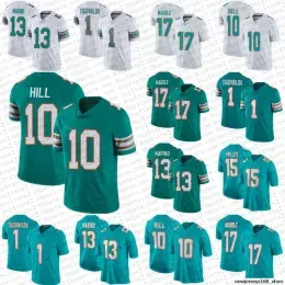 Jersey 10 Tyreek Hill 17 Jaylen Waddle Tua Tagovailoa ''Dolphins''Football Jerseys Teddy Bridgewater Dan Marino Mostert''''Jersey