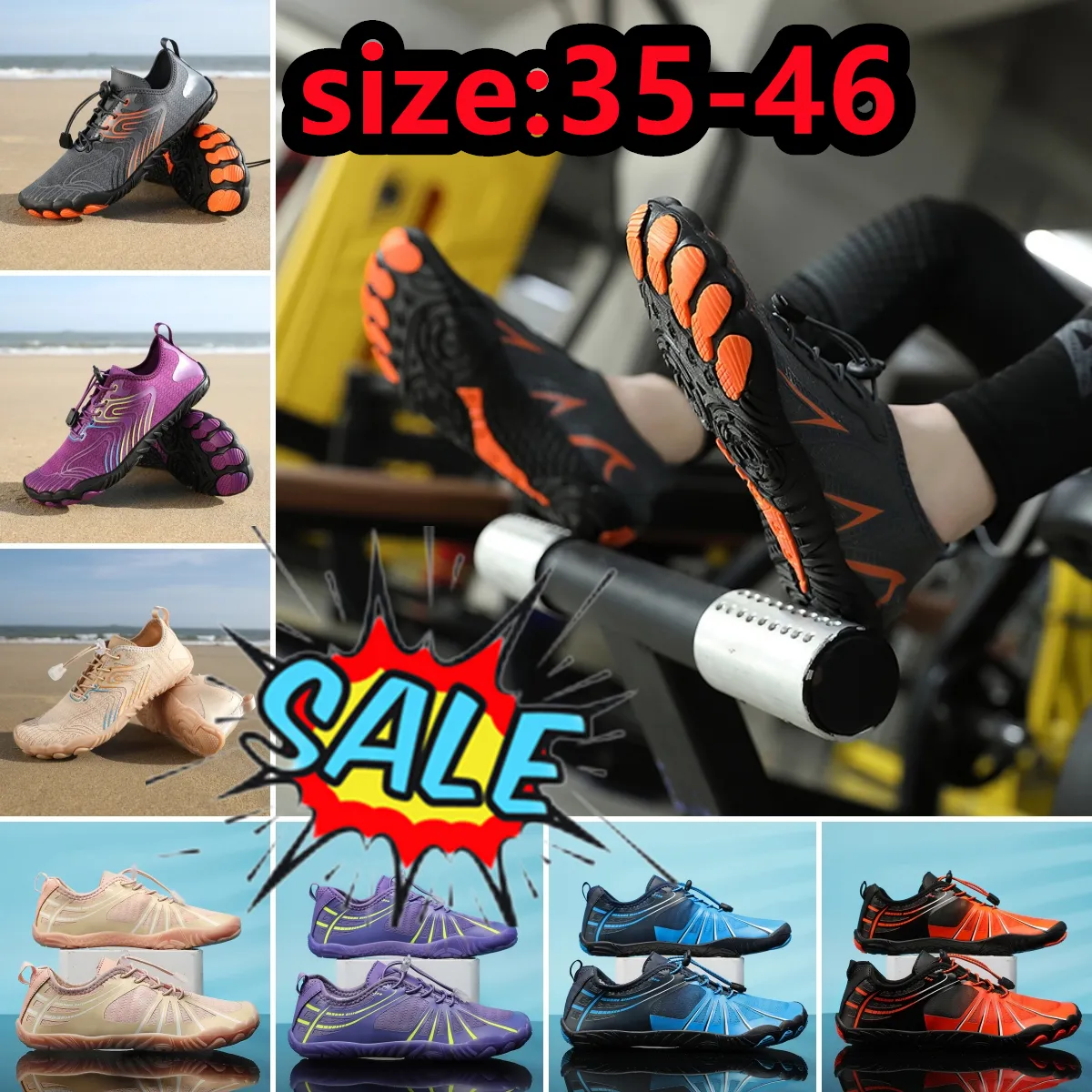 Quick-Drying Beach Water Shoes Unisex Swimming Aqua Slippers Seaside Barefoot Surfing Upstream Sneakers Women Men Light Sandals 35-46