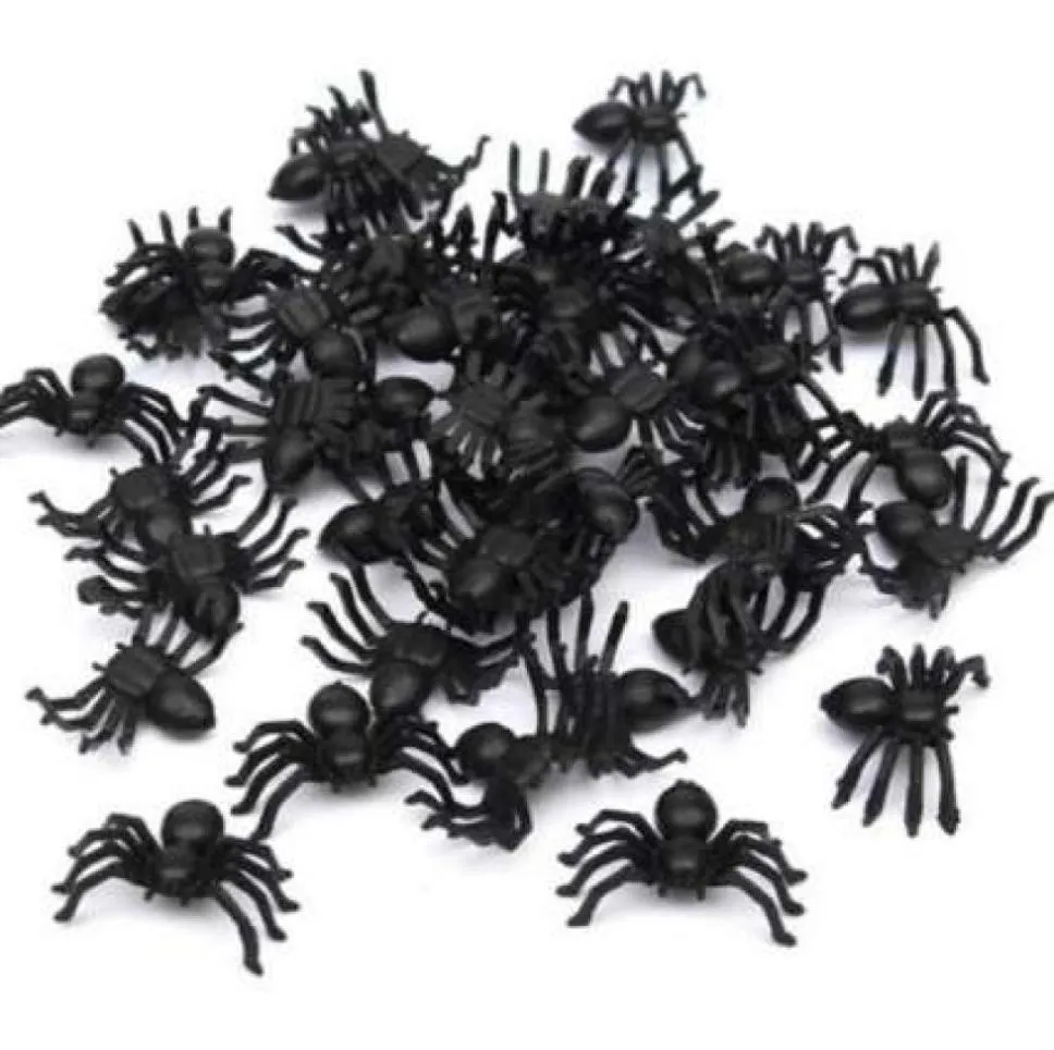 Useful 50pcs 214cm Plastic Black Spider Halloween Decoration Festival Supplies Funny Prank Toys Decoration Realistic Prop3154717