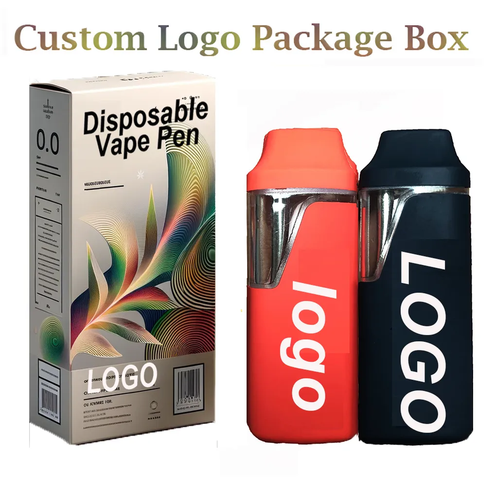 Caneta Vape descartável personalizada 1ml 2ml Pod E-cigarros Caixa de embalagem de exibição de logotipo personalizado Mylar Sacos Grosso Óleo Vazio Colorido Recarregável 280mAh Bateria Vaporizador