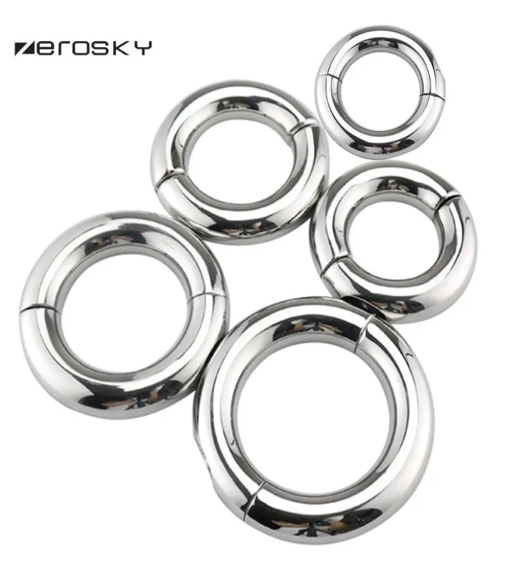 Zerosky Male Penis Rings Ball Ballårsvikt Stålkulsträckningsvikter Förstärkare Penis Chastity Ring Sex Leksaker för vuxen Y18111195719