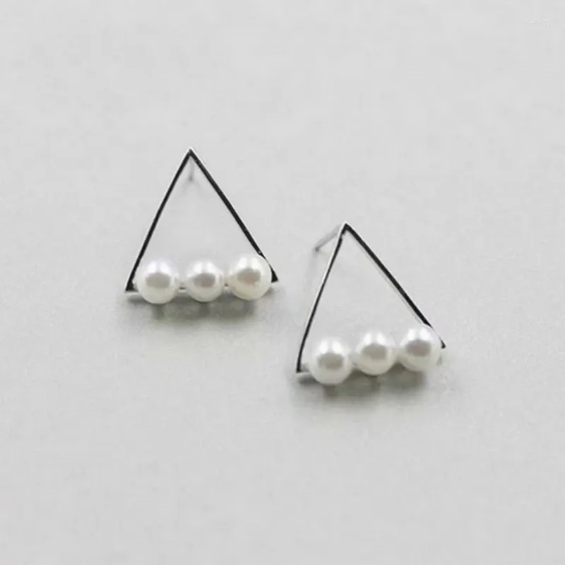 Boucles d'oreilles pendantes en argent Sterling S925 pour femmes, polyvalentes, Design Simple, personnalité, Triangle, perle