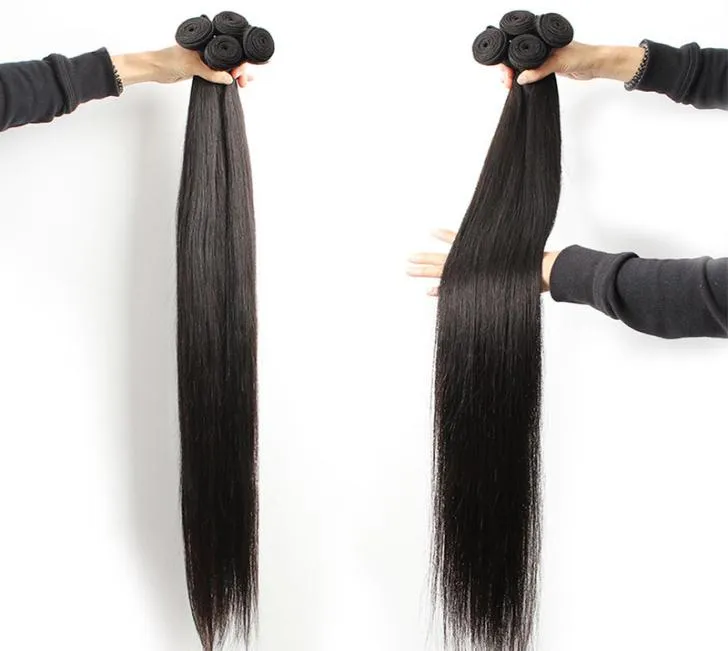 30 32 34 36 38 40 Polegada 10a pacotes de cabelo reto brasileiro 100 pacotes tece cabelo humano remy extensões de cabelo 7945790