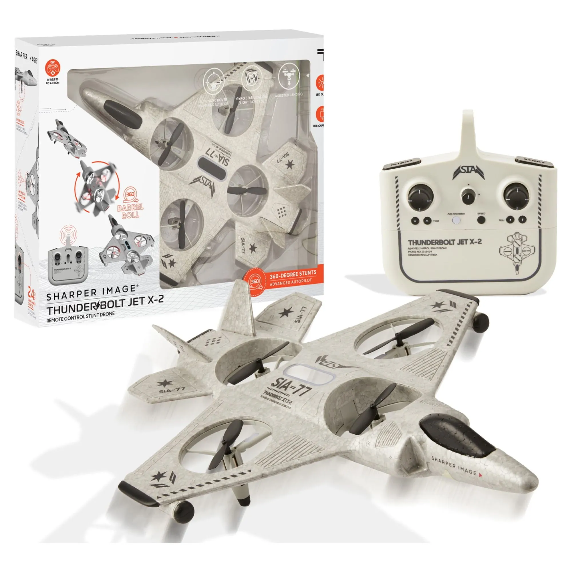 Jouet RC Thunderbolt Jet X-2 Stunt Drone, Gris