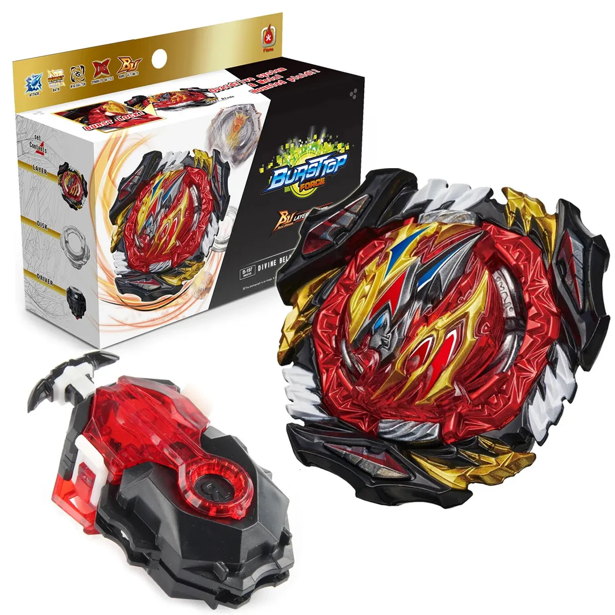 Bey Burst B-197 Divine Belial Metal Spinning Toy Battle Top met LR String Launcher 240116