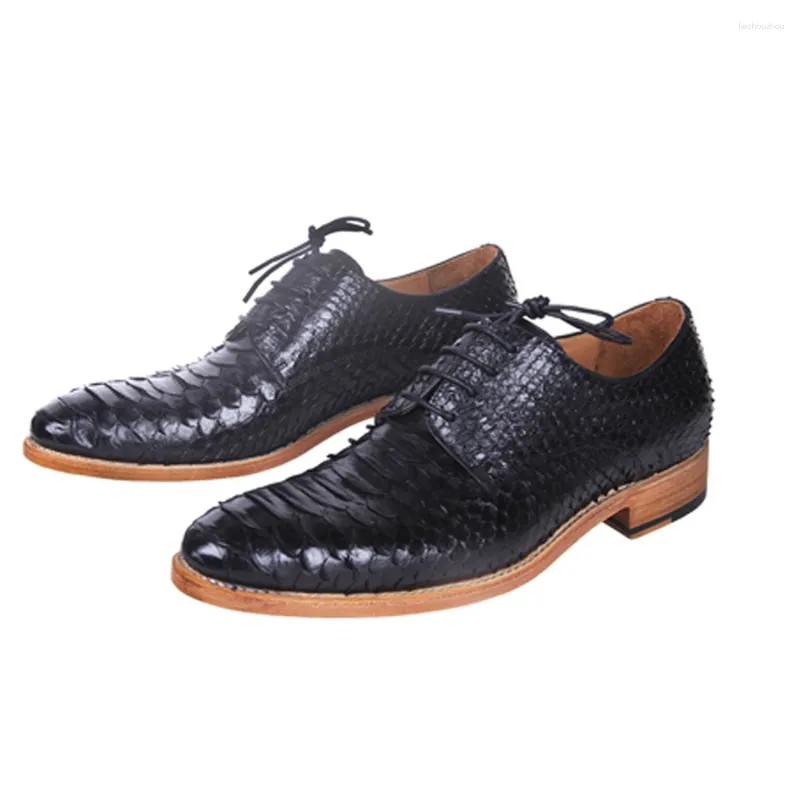 Kledingschoenen Hulangzhishi Private Custom Boa Skin Heren Handgemaakte slangenleer Lage hakken Veterschoenen Flat Business