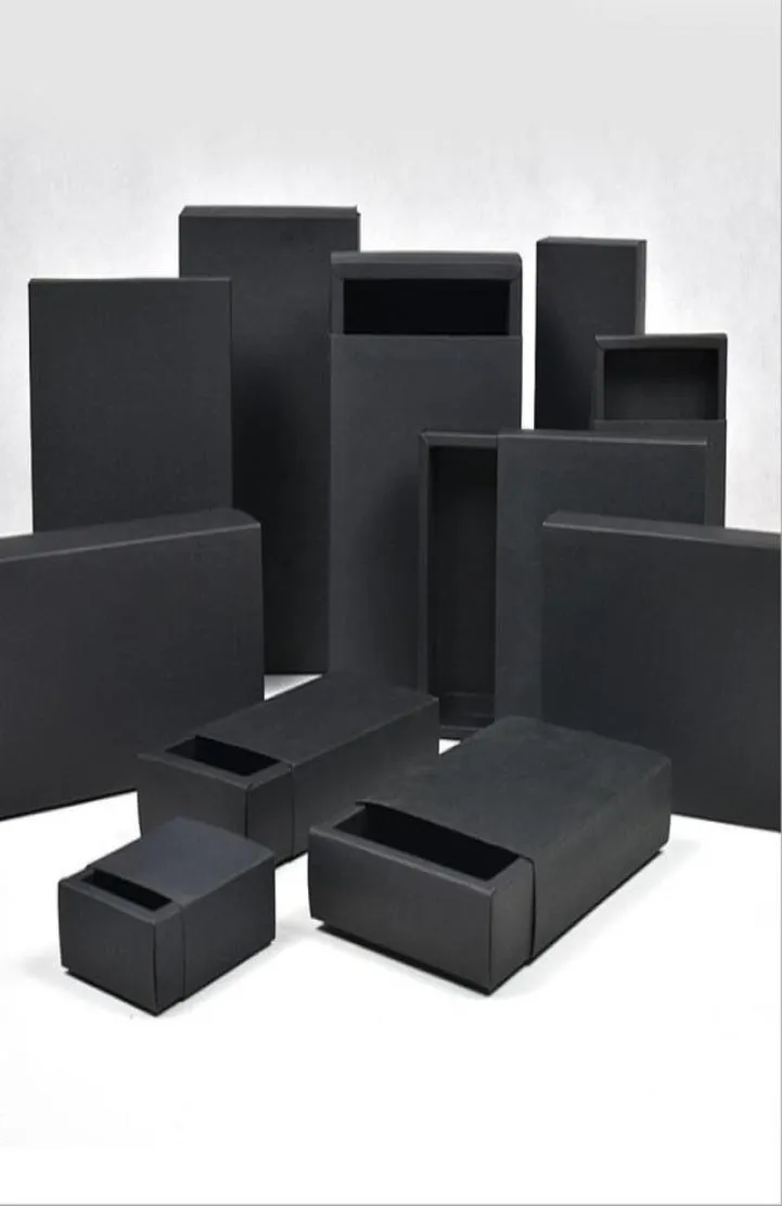 Black Cardboard box Paper Drawer boxes Wedding Black Gift Packing For JewelrySoapScarfCandyPerfume packaging2707265