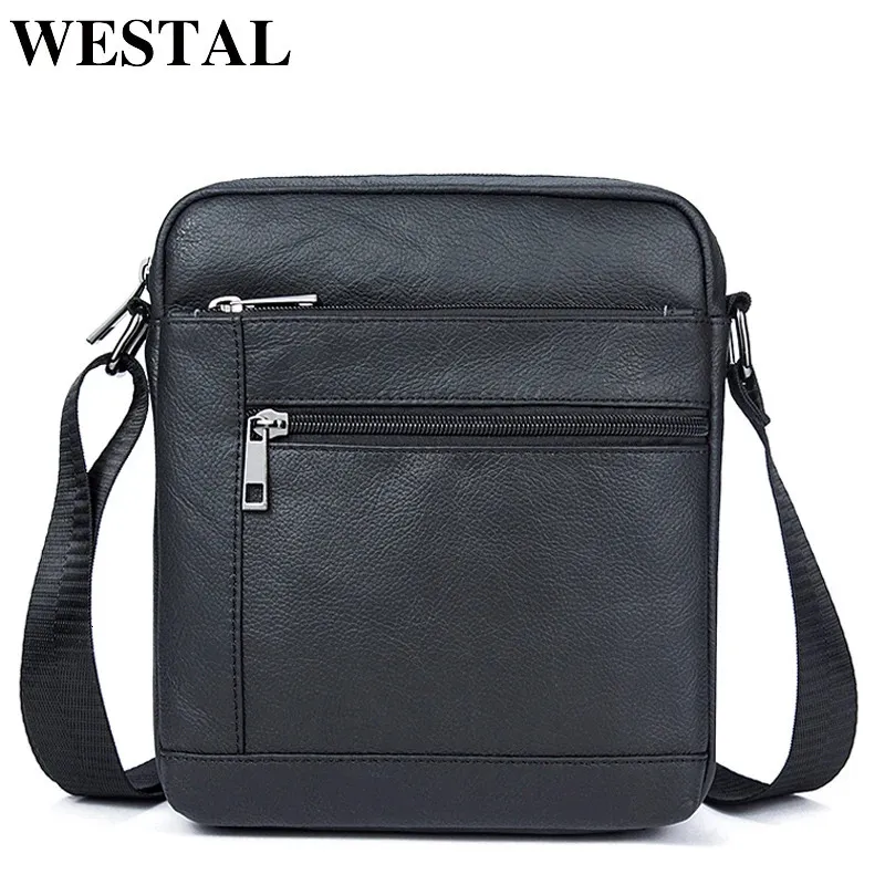 WESTAL HERS AUDLEVÄGAR LITTA BAG ELIGIN LÄDER SVART CROSSBODY FÖR MEN FLAP MAN MESSENGER MANA 7604 240117