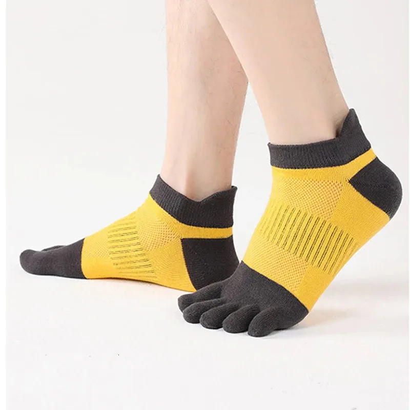 5 Pairs Ankle Sport Toe Socks Cotton Bright Color SweatAbsorbing AntiBacterial Run Fitness Travel Finger 4 Seasons 240117