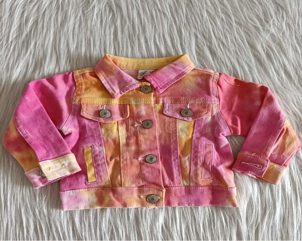 Nouveau design bébé filles vêtements de marque fille veste en jean manteau de jeans doux automne vêtements d'hiver filles cravate colorant jeans manteau mode enfant en bas âge1116878