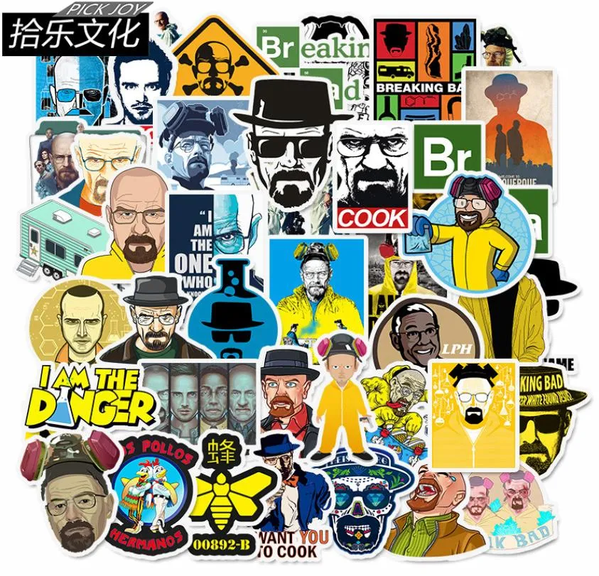 50 PCSLOT CAR -klistermärken Breaking Bad For Laptop Skateboard Pad Bicycle Motorcykel PS4 Telefon Bagage Decal PVC Guitar Stickers8612537