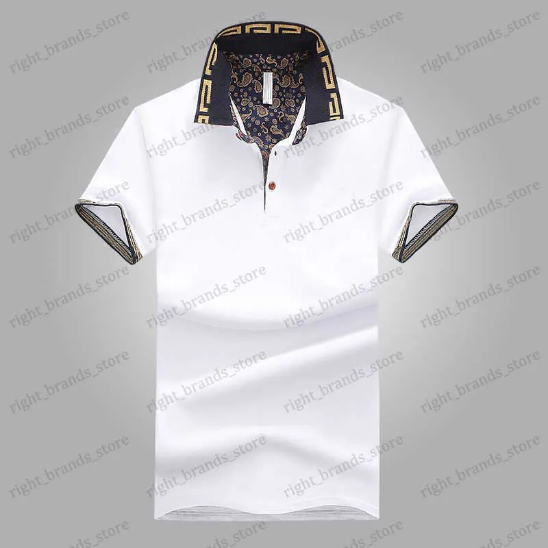 メンズTシャツホットセールスシャツラグジュアリーデザイン男性夏のターンダウン襟短袖コットンシャツ男性トップT240117