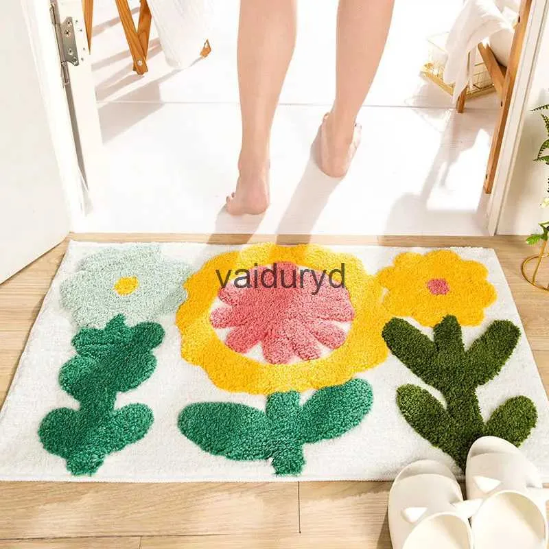 Alfombras Alfombras para sala de estar con estampado de flores, alfombras para sillas de dormitorio, baño, decoración, puerta antideslizante, Matvaiduryd