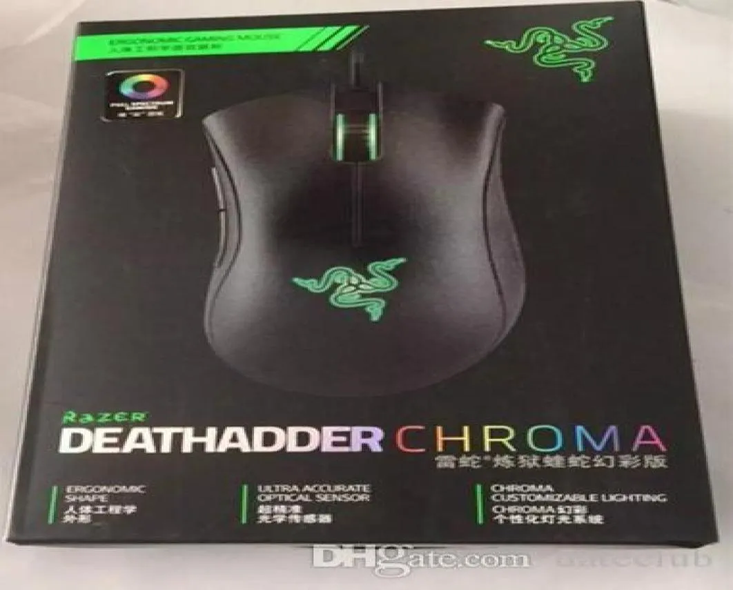 Проводная оптическая компьютерная игровая мышь Razer Deathadder Chroma USB с оптическим сенсором 10000 точек на дюйм Мышь Razer Mouse Deathadder Gaming Mice8422709
