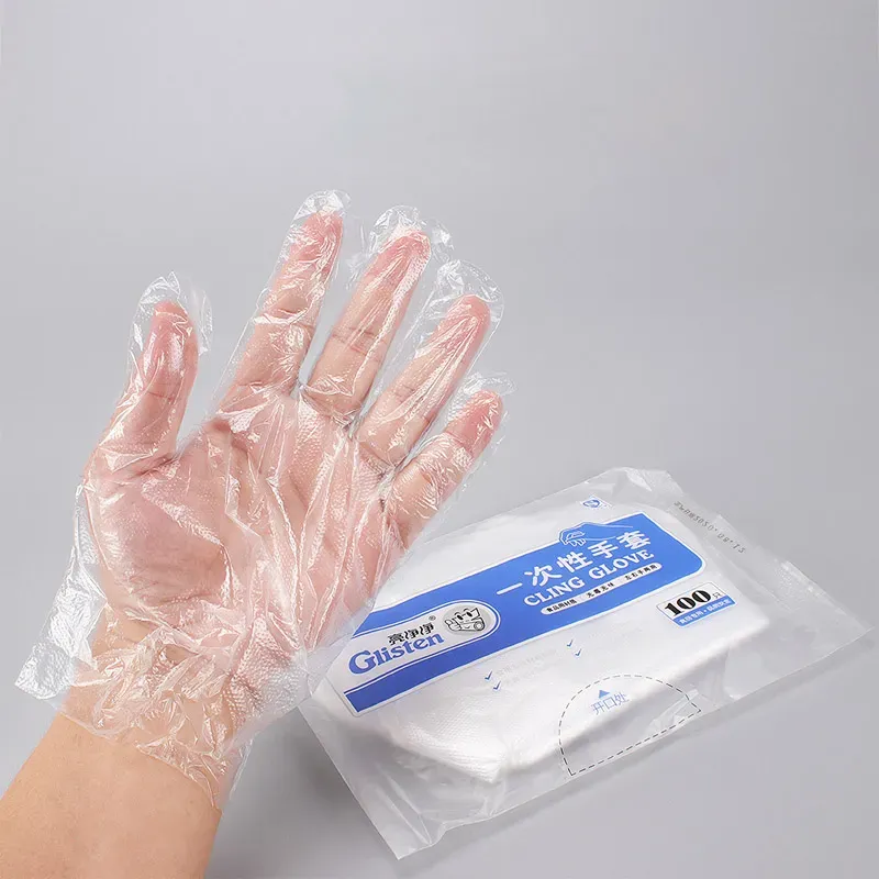 /Pack Disposable Gloves Food-Grade PE Material Transparent For Kitchen BBQ Picnic Cooking Cleaning