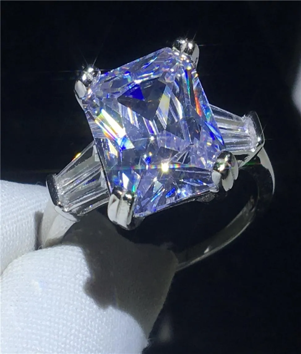 Vecalon Luxury 100 Real 925 srebrny pierścionek Princess Cut 4ct 5a Cyrcon CZ zaręczynowy Pierścienie dla kobiet Prezent Prezent 2776629