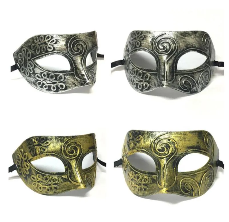 Maschere veneziane retrò oro e argento Gladiatore romano Maschera per feste di Halloween Uomo Donna Bambini Mardi Gras Masquerade Mask2708867