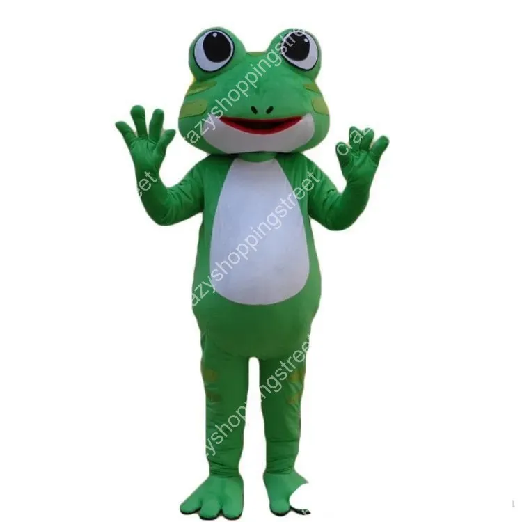 Frog Maskot Kostüm Karikatür Karakter Kıyafetleri Cadılar Bayramı Noel Fantezi Parti Elbise Yetişkin Boyutu Doğum Günü Açık Kıyafet Takım