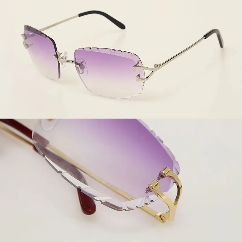 Designer Diamond Cut Lens Sunglasses Rimless Wire From