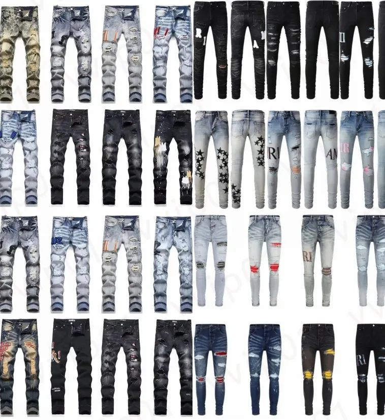 Jeans da uomo Designer jeans viola Donna Uomo Jeans Amari Jeans strappati slim fit Lettera Moda Vacanza di lusso Abbigliamento streetwear all'aperto Grandi dimensioni Jeans attillati