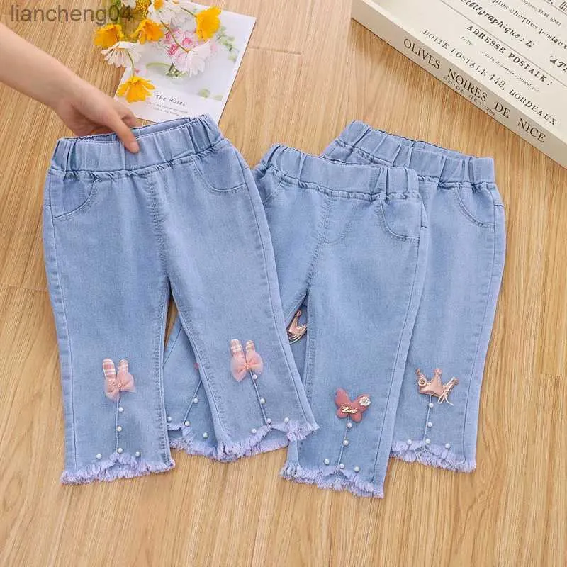 Jeans 1-5 anos crianças meninas jeans outono calças cortadas crianças primavera flare calças meninas bottoms
