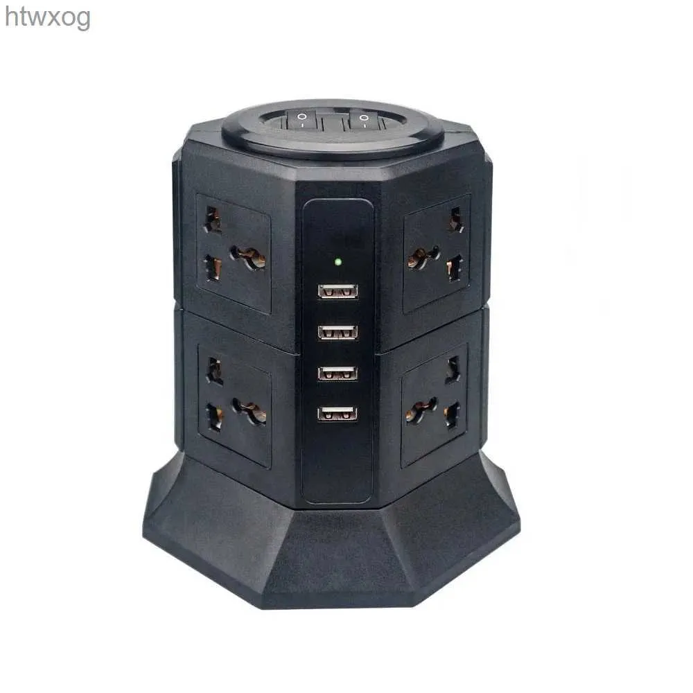 Wtyczka kabla zasilacza USB Pasek zasilający pionowy 8/12 UE/UK/US/AU Wtyczka elektryczna Universal Outlet Sockets ładowarki Protector 6.6 stóp/2M przedłużacz YQ240117