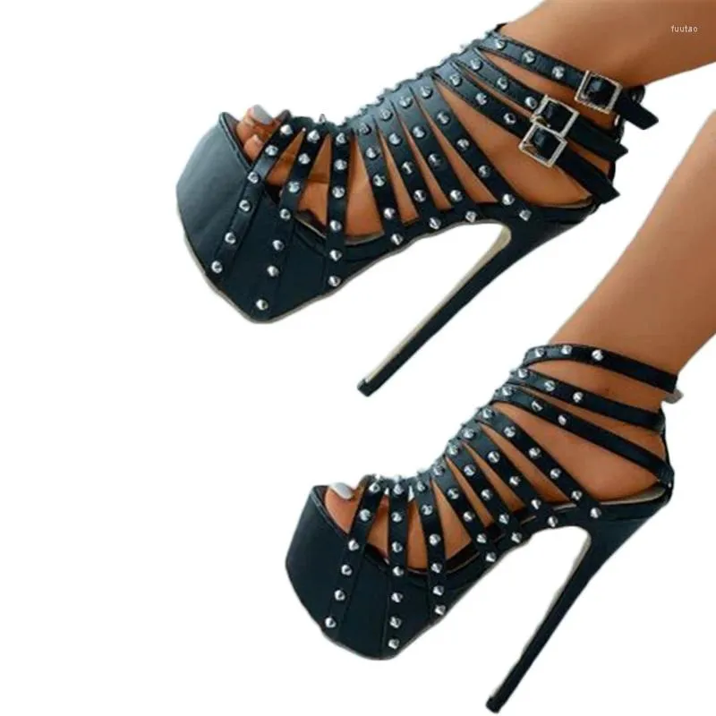 Sandalet shofoo ayakkabıları moda kadınlar yüksek topuklu yaklaşık 15 cm topuk yüksekliği yaz kısa başak dekorasyon gece kulübü