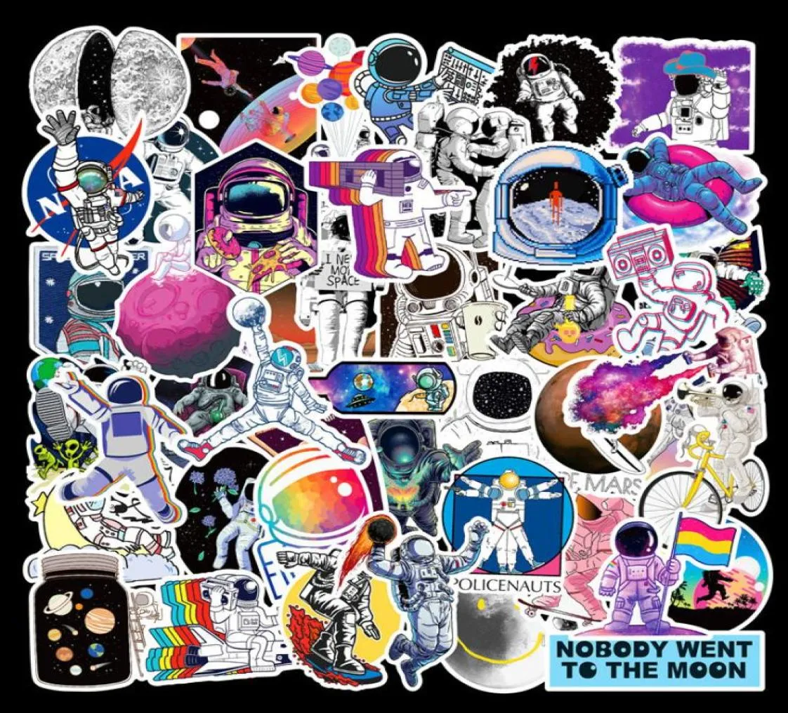 50pcs Lot Astronaut Stickers and Other Outer Space Exploration Laptop Trolley Case Skateboard Car Stickers8942405