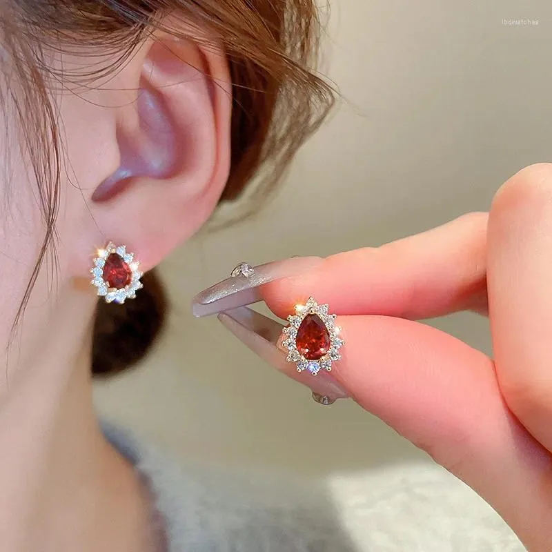 Stud Earrings Retro Metal Korean Fashion Piercing Luxury Bling Zircon Stone Nuevo En Pendientes Accessories For Women Jewelry