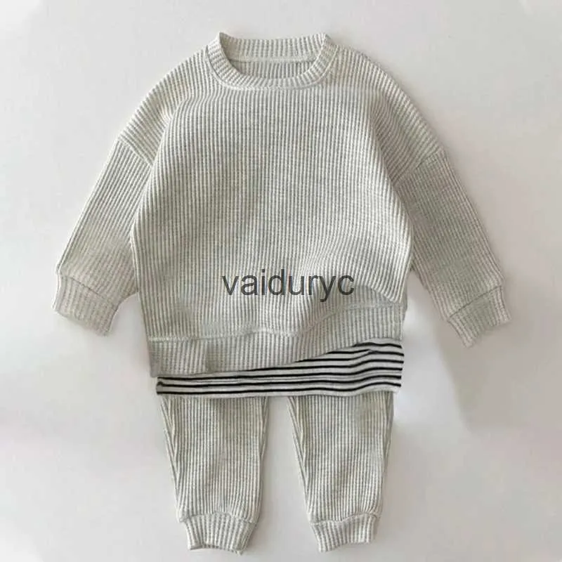 Ensembles de vêtements 6m-3T Printemps Autumn Coton Kintting Baby Boys Girls Clothes sets de vêtements de survêtement en vrac Tops + pantalon 2pcs ensembles coréens vêtements H240508