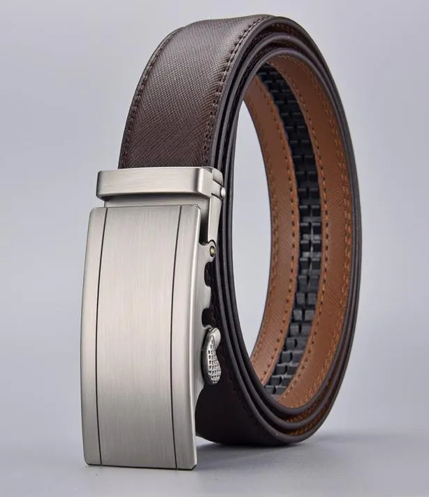 Belt Men039S Cowhide Belt Leather Brown Byxor Leisure Business Manufacturer Hela automatiska spännebälten6752266