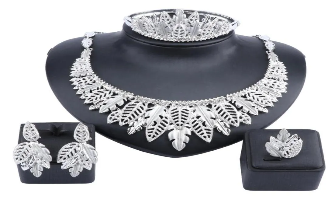 Ensembles de bijoux de mariage nigérians de luxe pour femmes, collier épais, boucles d'oreilles, bracelet, bague de mariée, bijoux en or de dubaï, Set2004785