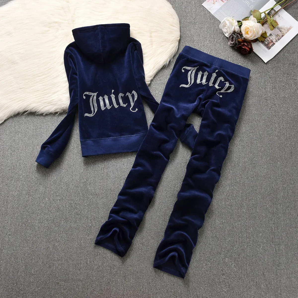 2024 Juicy Tracksuit Two Piece Set Designer Womens Tracksuits girls Sportswear Hooded and Pants Sets With Rhinestone fall outfits 2 piece set suit women y2k