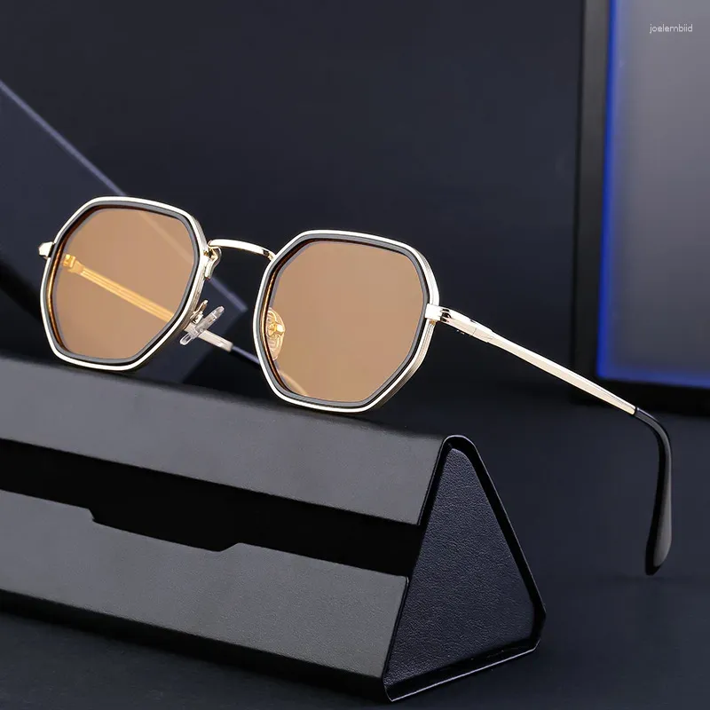 Sunglasses SHAUNA Polygon Square Women Luxury Fashion Brand Designer Silver Mirror Shades UV400 Men Metal Frame Sun Glasses