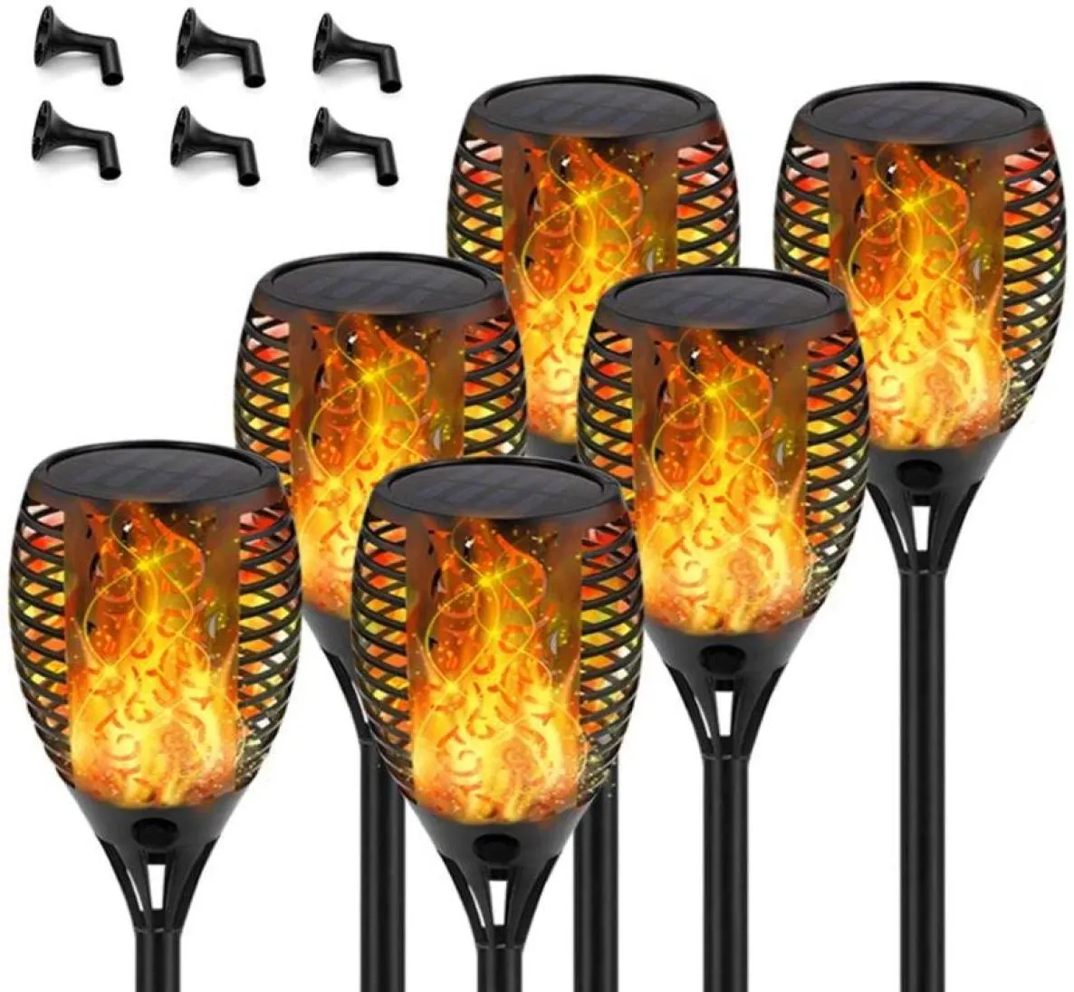 Strings 33Led Solar Lights Outdoor Torch Light z migoczącym płomieniem na Halloween Dekoracji na Pathwayauto Onoff8087267