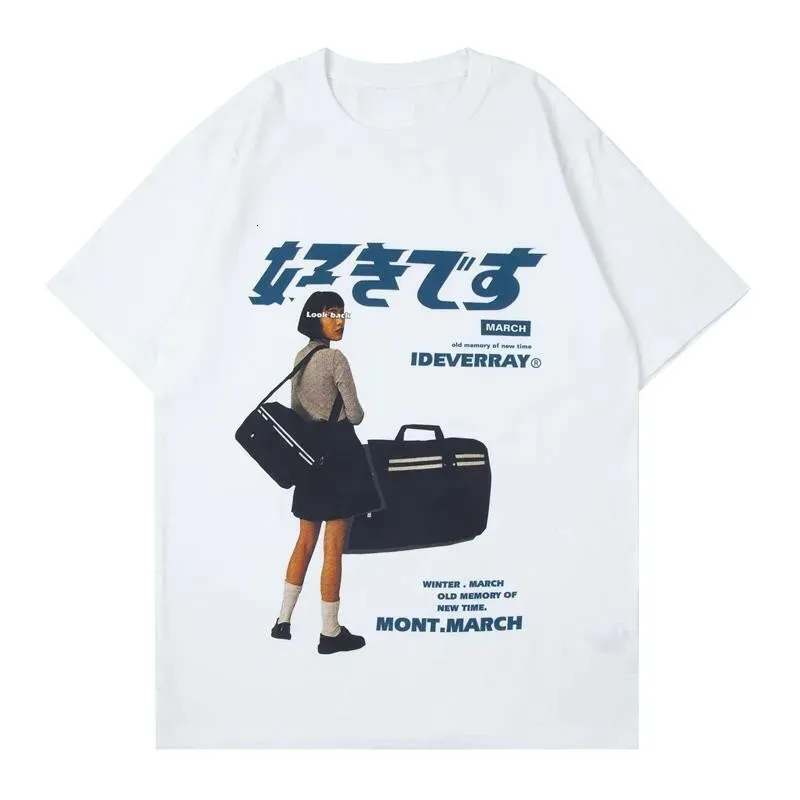 Hip Hop Streetwear Y2K Camiseta Menina Japonês Kanji Impressão Oversized Camiseta Harajuku Verão Mens Manga Curta de Algodão Tops 240116