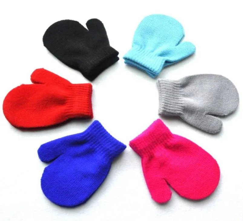 kids gloves solid knitting warm glove children boys Girls Mittens 6 colors for Unisex2580539