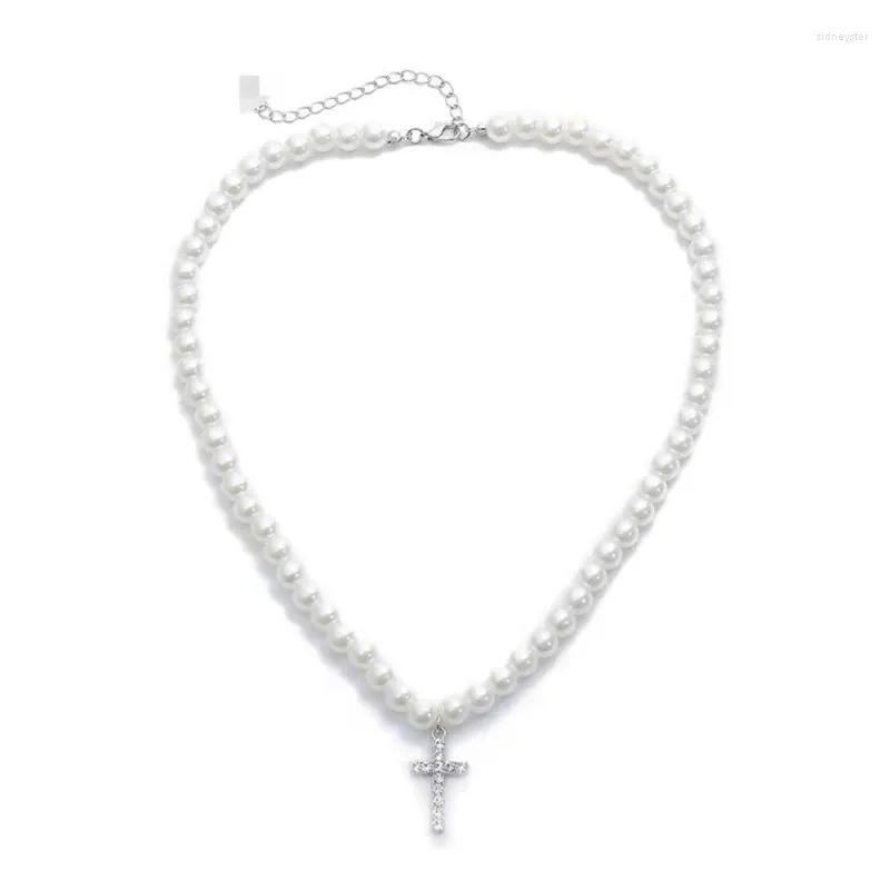Pendentif Colliers Mariage Collier de perles blanches Bijoux Ras du cou Fête des mères Cadeaux d'anniversaire pour femmes filles maman