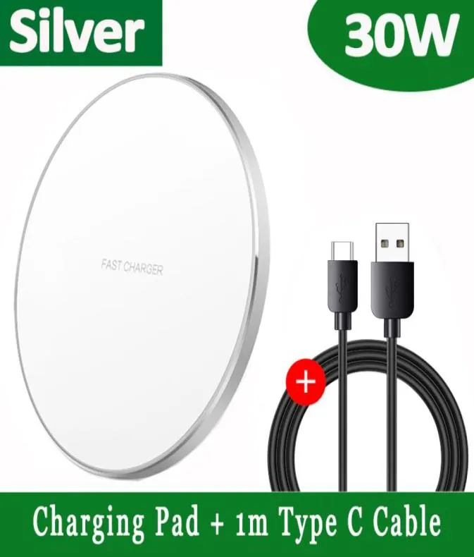 Ny 30W Fast Qi Wireless Charger Pad för iPhone 13 12 11 X Pro Max för Samsung Galaxy S21 S20 S10 S9 S8 Xiaomi Wireless Charging7943080