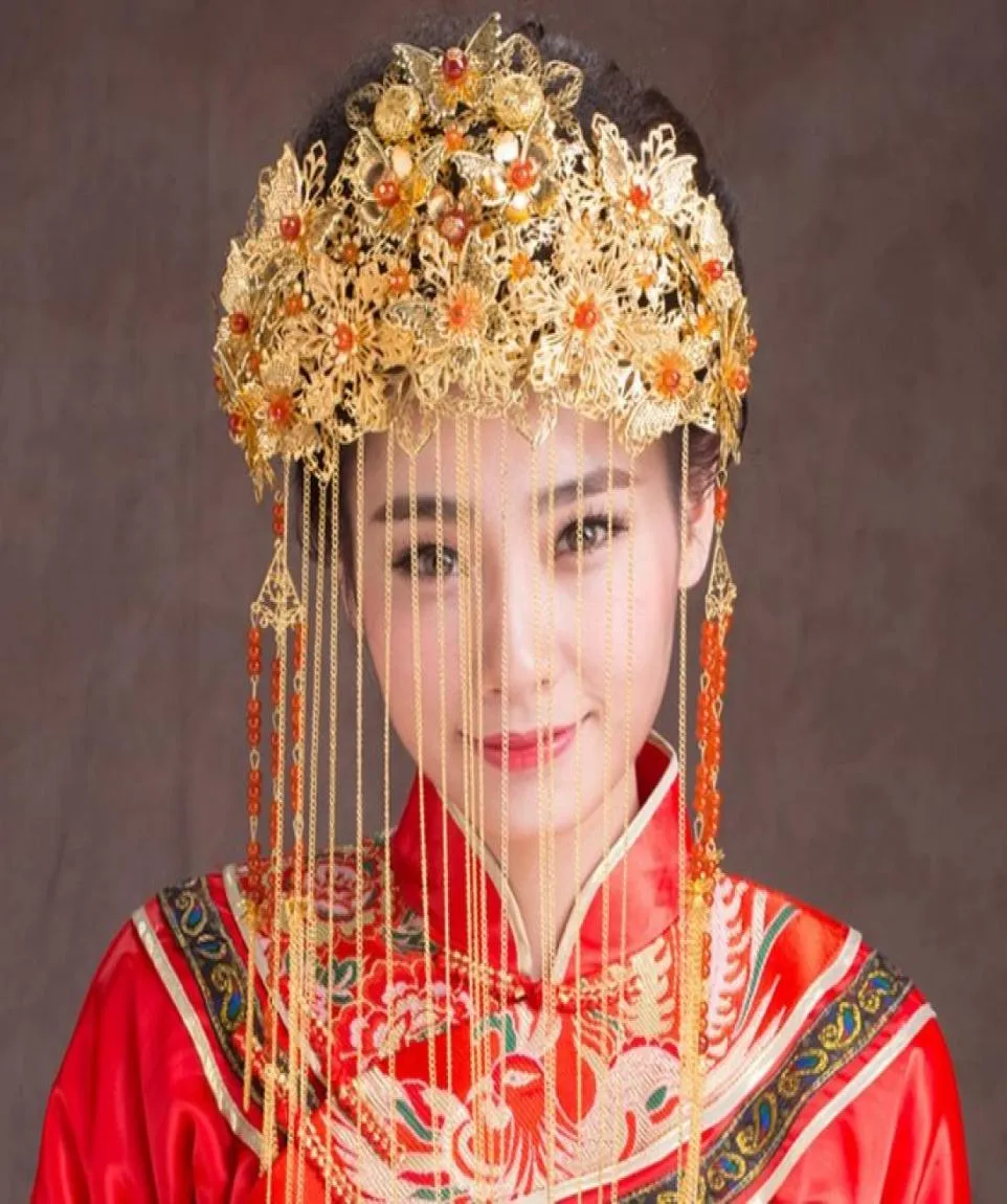 Chinesische Art-Hochzeits-Brautkopfschmuck-Partei-alte Tiara-Weinlese-klassische Art- und Weisefestzug-Stirnband-Kronen-Haar-Zusätze Jewel9210045